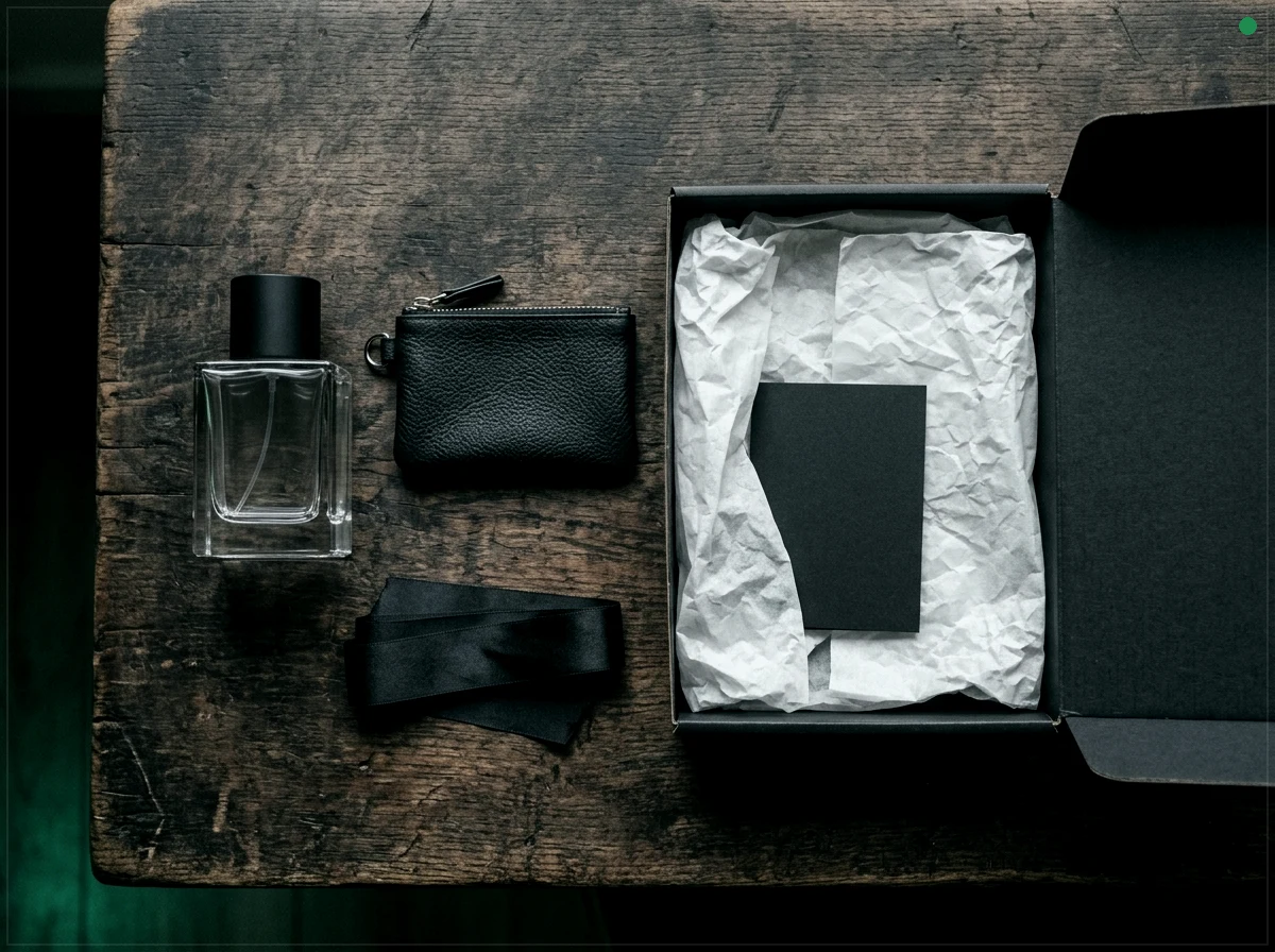 Kit de imprensa premium com amostras e material impresso